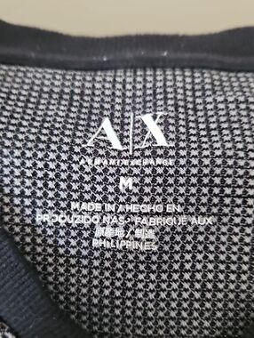 Armani Exchange Men's Black and White Crewneck Sweater